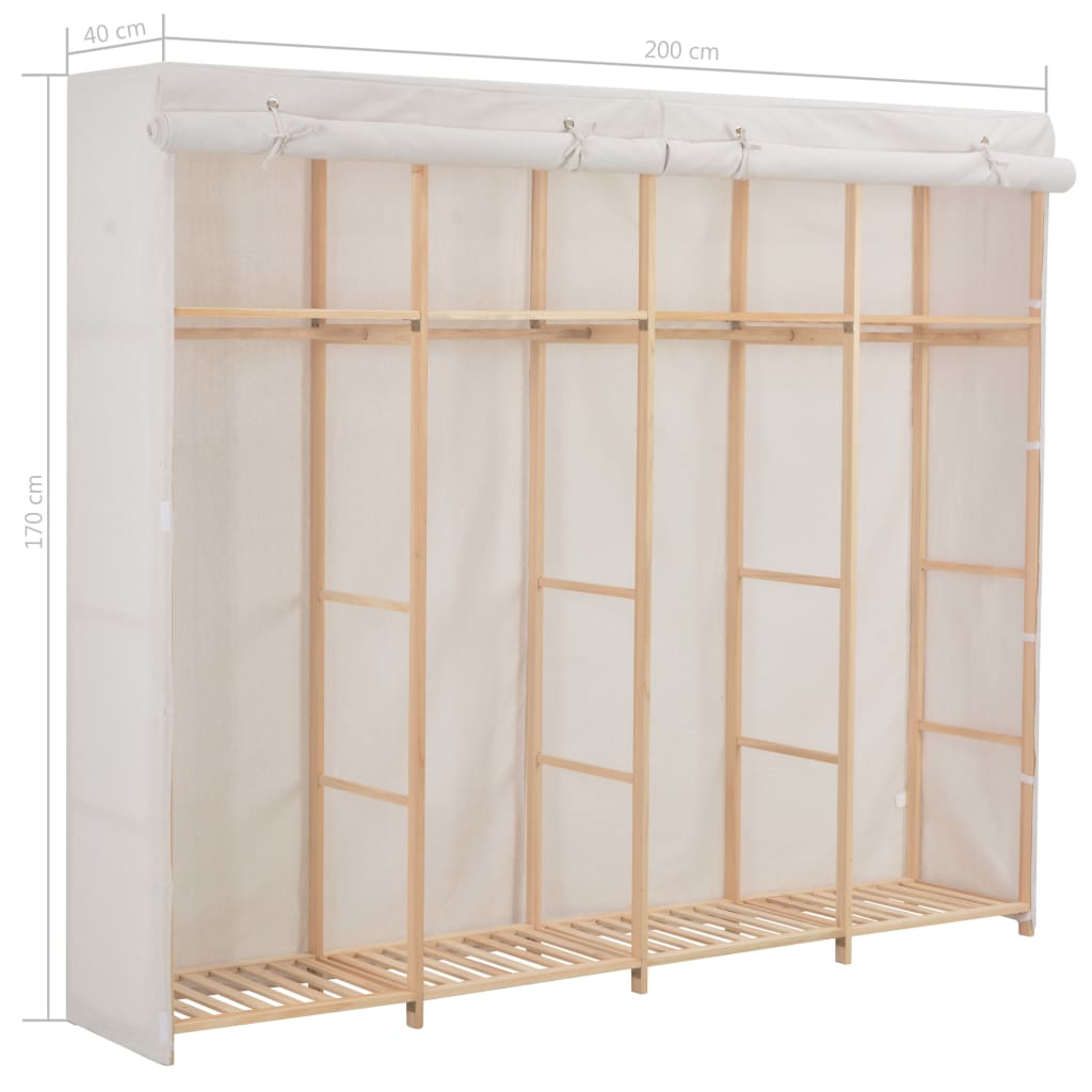 Ντουλάπα Λευκή 200 x 40 x 170 εκ. Υφασμάτινη - PAKOBAZAAR