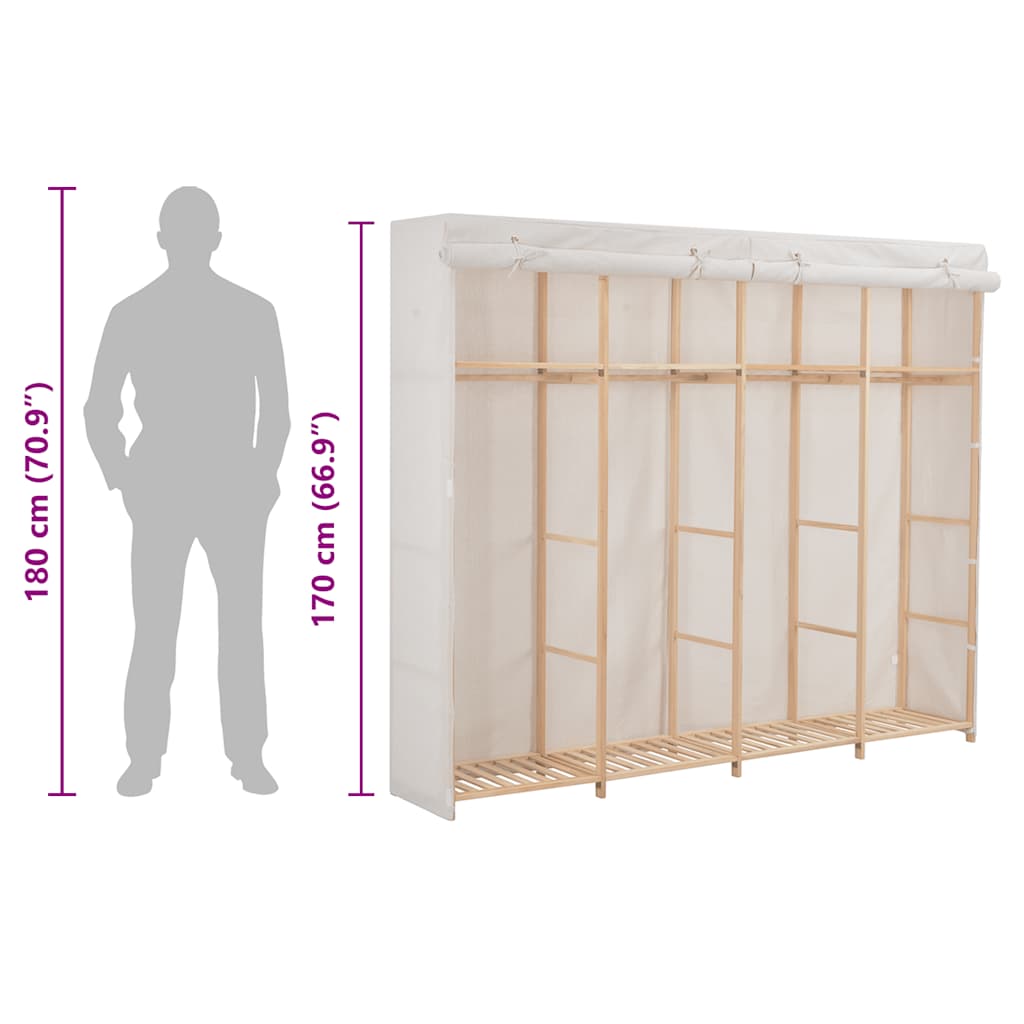 Ντουλάπα Λευκή 200 x 40 x 170 εκ. Υφασμάτινη - PAKOBAZAAR