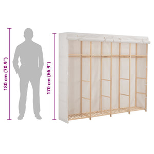 Ντουλάπα Λευκή 200 x 40 x 170 εκ. Υφασμάτινη - PAKOBAZAAR