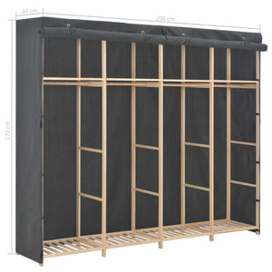 Ντουλάπα Γκρι 200 x 40 x 170 εκ. Υφασμάτινη - PAKOBAZAAR