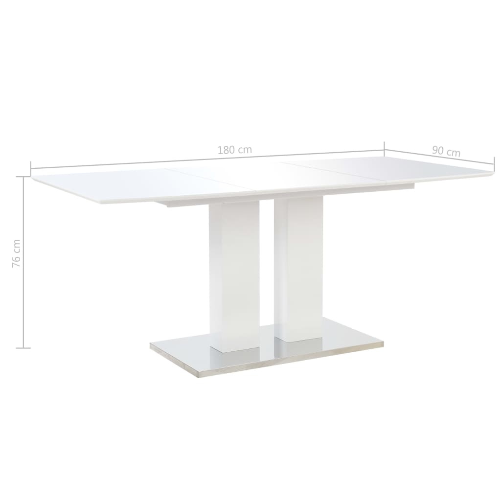Τραπεζαρία Γυαλιστερή Λευκή 180 x 90 x 76 εκ. από MDF - Pakobazaar