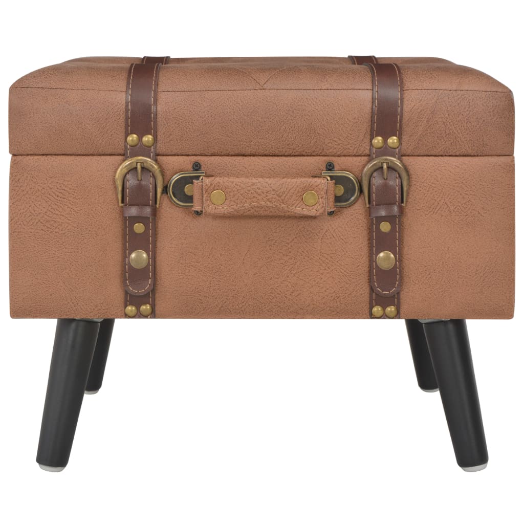 Σκαμπό με Αποθηκευτικό Χώρο 3 τεμ. Καφέ από Συνθετικό Δέρμα - PAKOBAZAAR