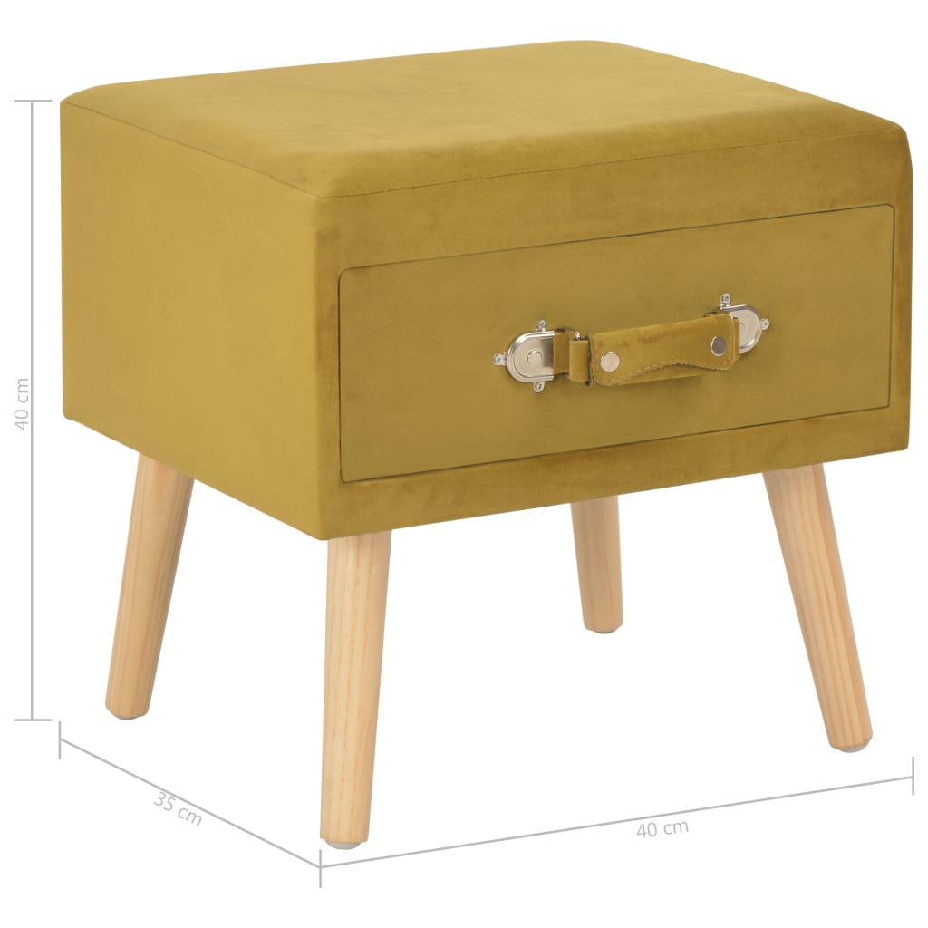 Κομοδίνο Μουσταρδί 40 x 35 x 40 εκ. Βελούδινο - PAKOBAZAAR
