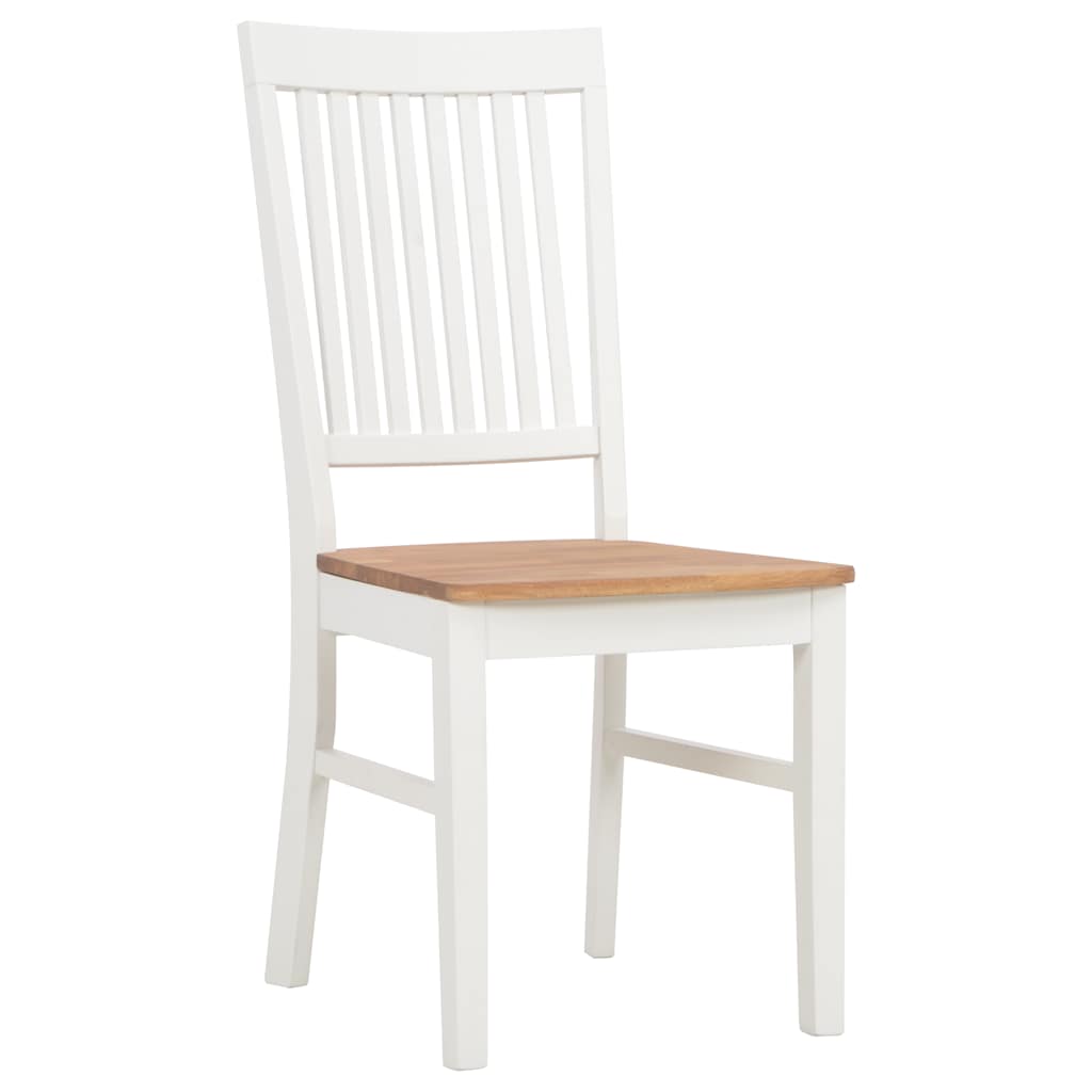 Καρέκλες Τραπεζαρίας 2 τεμ. Λευκές από Μασίφ Ξύλο Δρυός