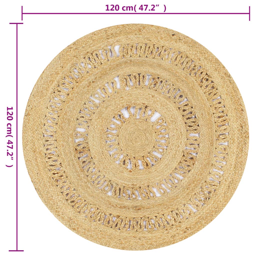 Χαλί Χειροποίητο Πλεκτό 90 εκ. από Γιούτα - PAKOBAZAAR