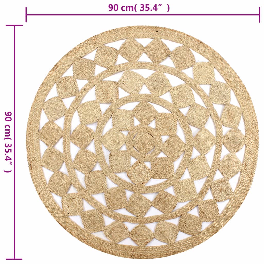 Χαλί Χειροποίητο Πλεκτό 90 εκ. από Γιούτα - PAKOBAZAAR