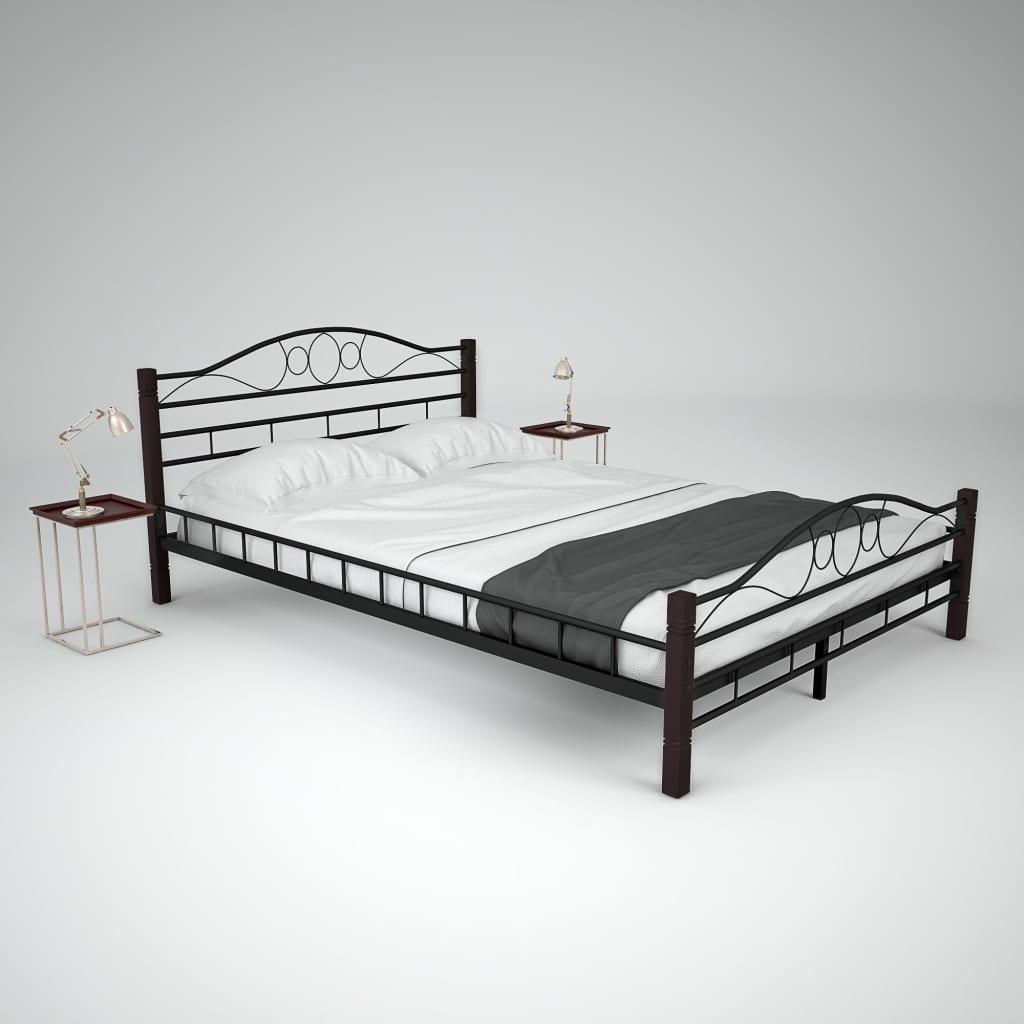 275847  Bed with Mattress Black Metal 140x200 cm(246741+241403)