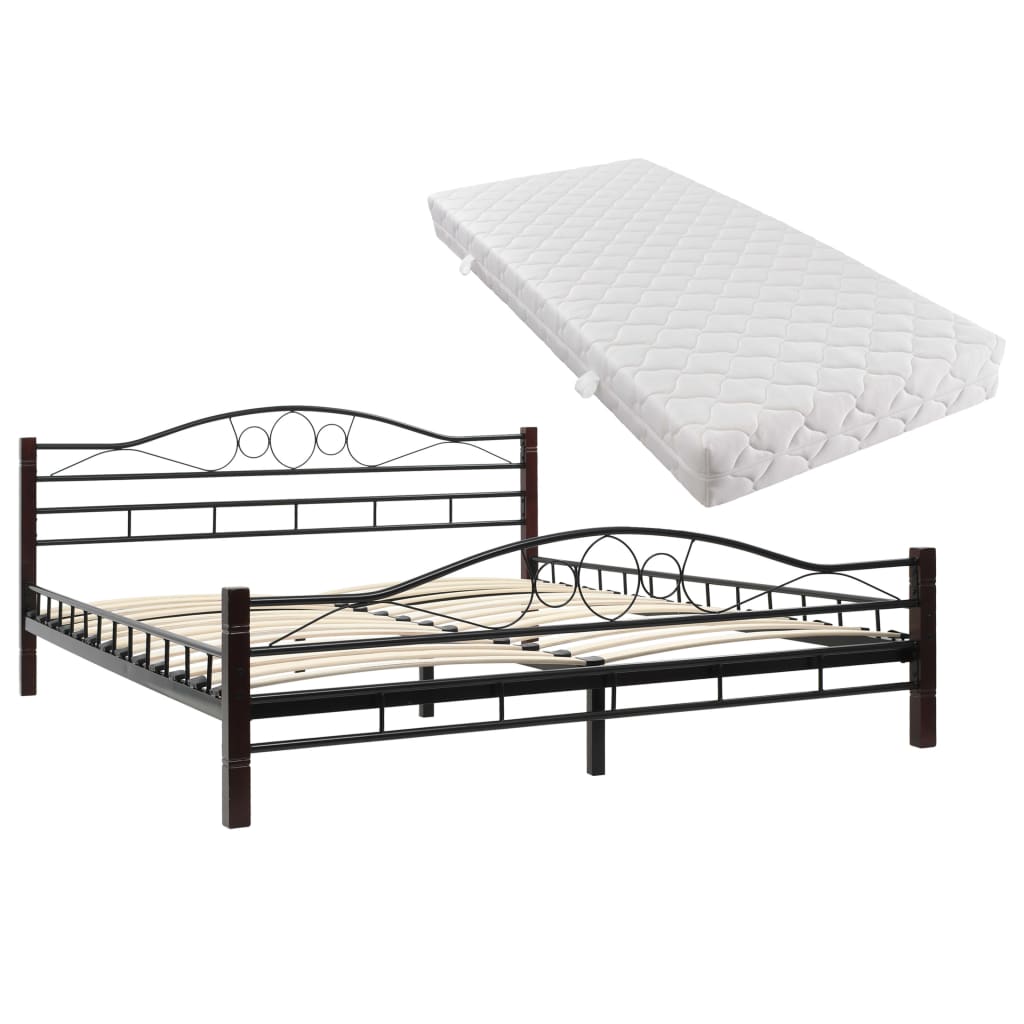 275848  Bed with Mattress Black Metal 160x200 cm(246742+241404)