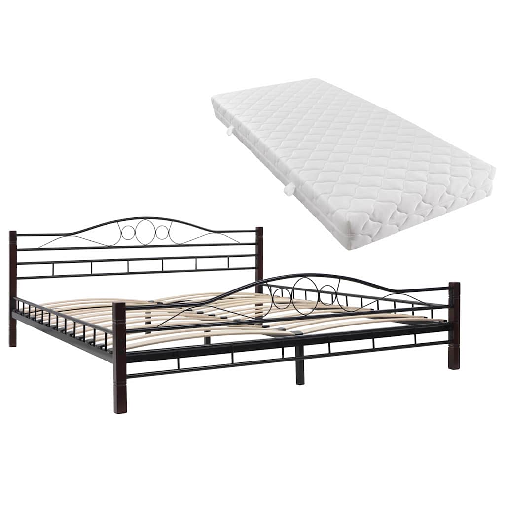 275849  Bed with Mattress Black Metal 180x200 cm(246743+241405)
