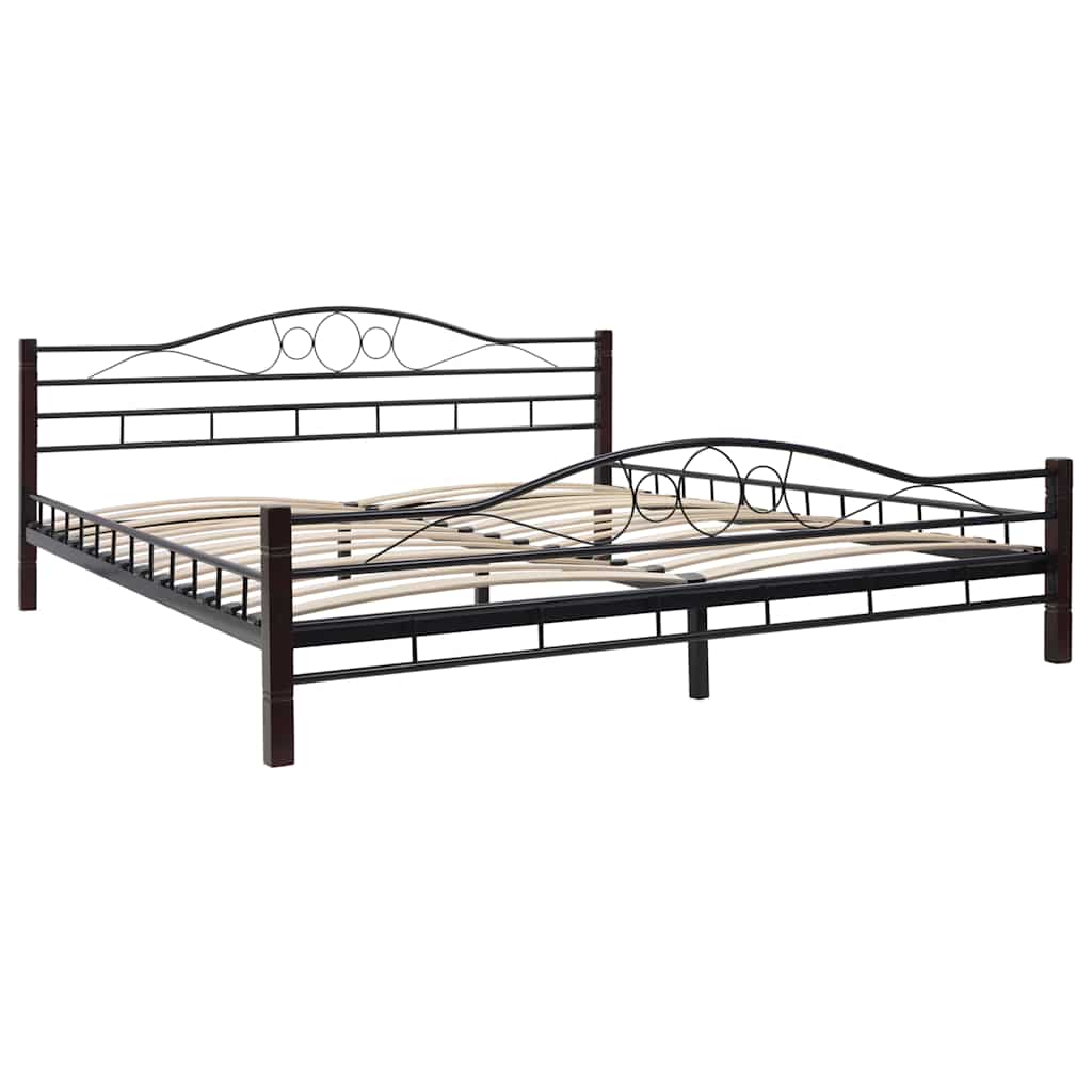 275849  Bed with Mattress Black Metal 180x200 cm(246743+241405)