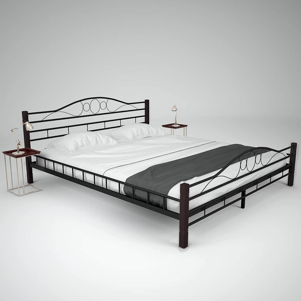 275849  Bed with Mattress Black Metal 180x200 cm(246743+241405)