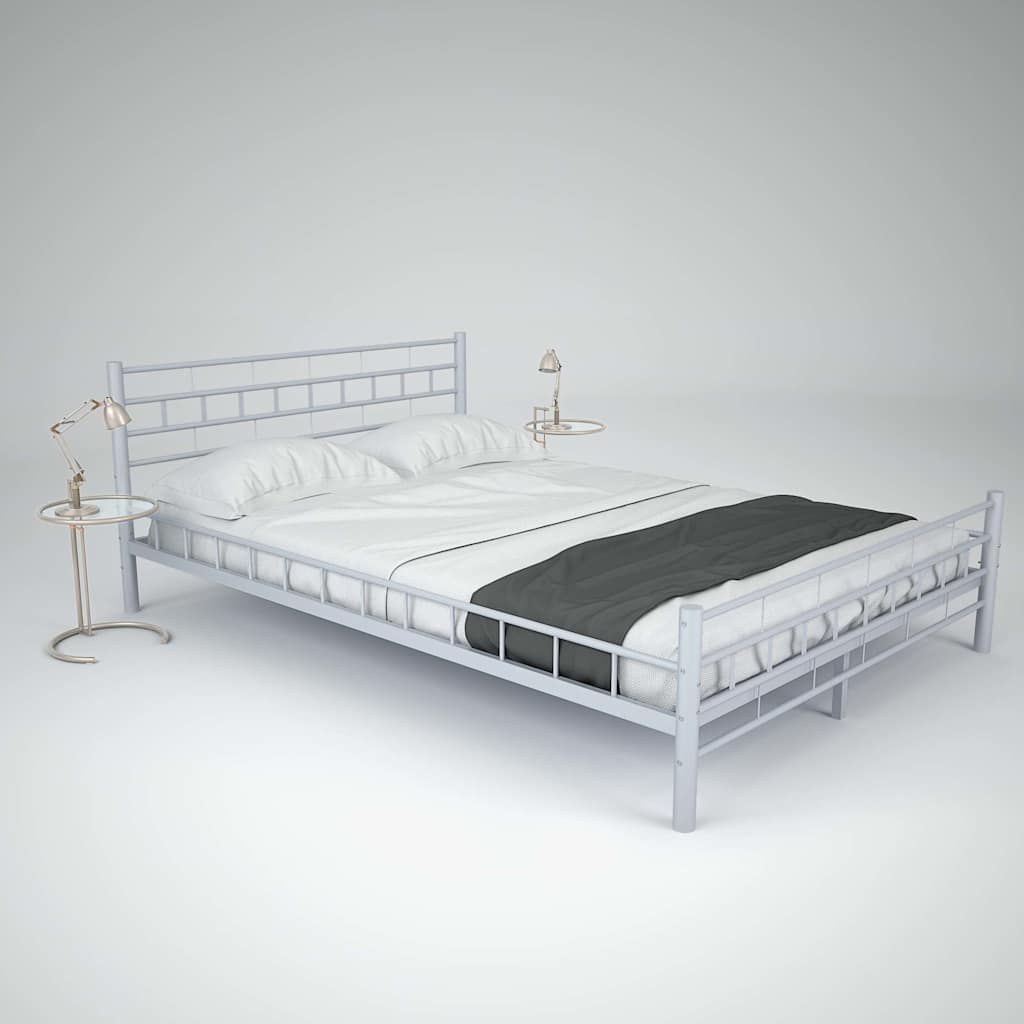 275850  Bed with Mattress White Metal 140x200 cm(246744+241403)