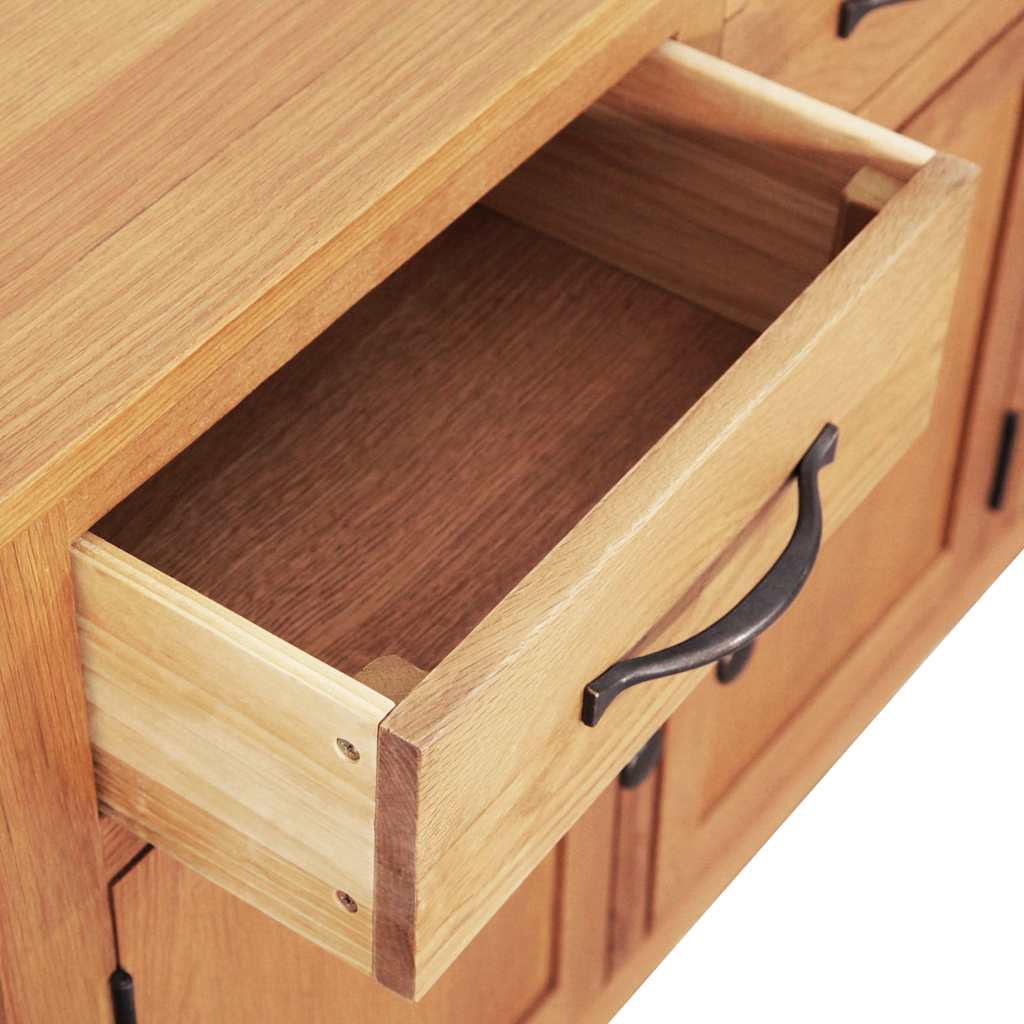 Πλαϊνό γραφείο Καφέ 112 x 33.5 x 70 εκ. Στερεό ξύλο δρυός - PAKOBAZAAR