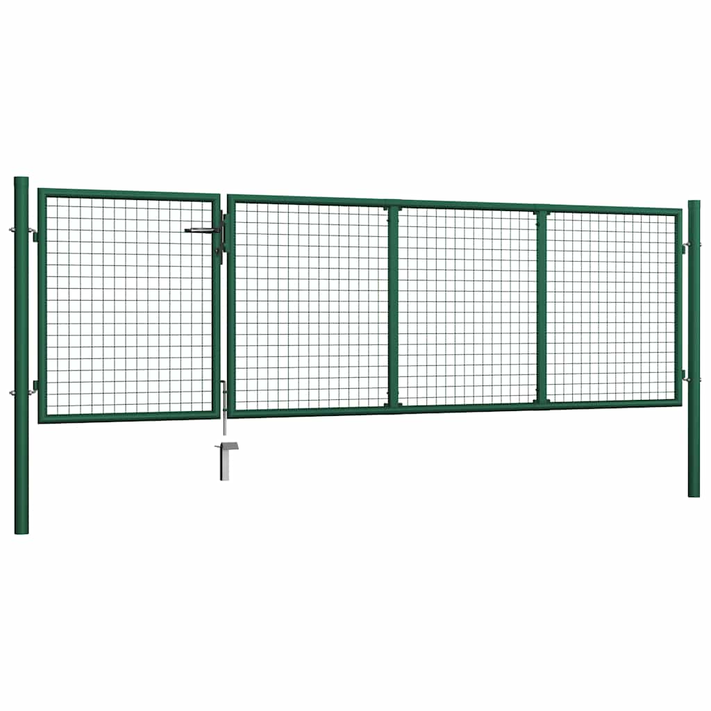 Πόρτα Κήπου Πράσινη 350x100 εκ. από Ατσάλι - PAKOBAZAAR