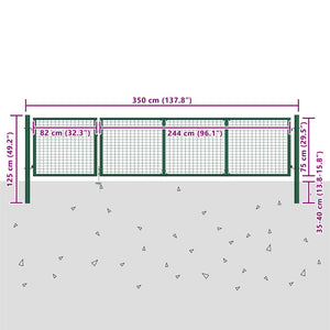 Πόρτα Κήπου Πράσινη 350x100 εκ. από Ατσάλι - PAKOBAZAAR