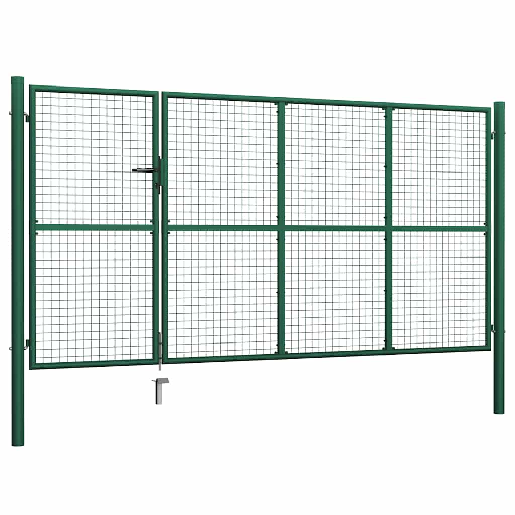Πόρτα Κήπου Πράσινη 350x150 εκ. από Ατσάλι - Pakobazaar