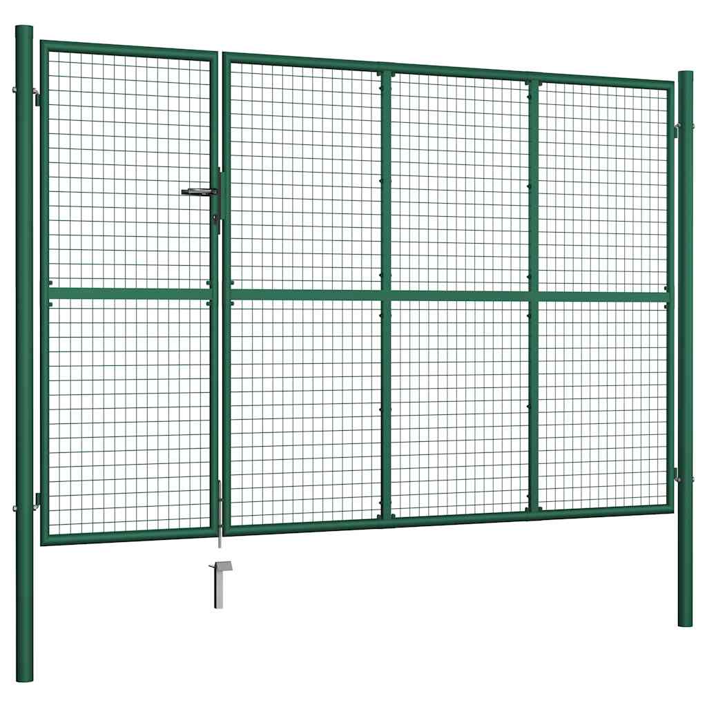 Πόρτα Κήπου Πράσινη 350x200 εκ. από Ατσάλι - Pakobazaar