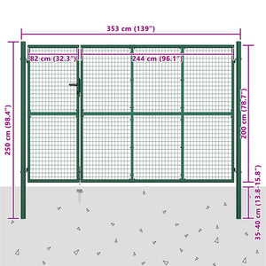 Πόρτα Κήπου Πράσινη 350x200 εκ. από Ατσάλι - Pakobazaar