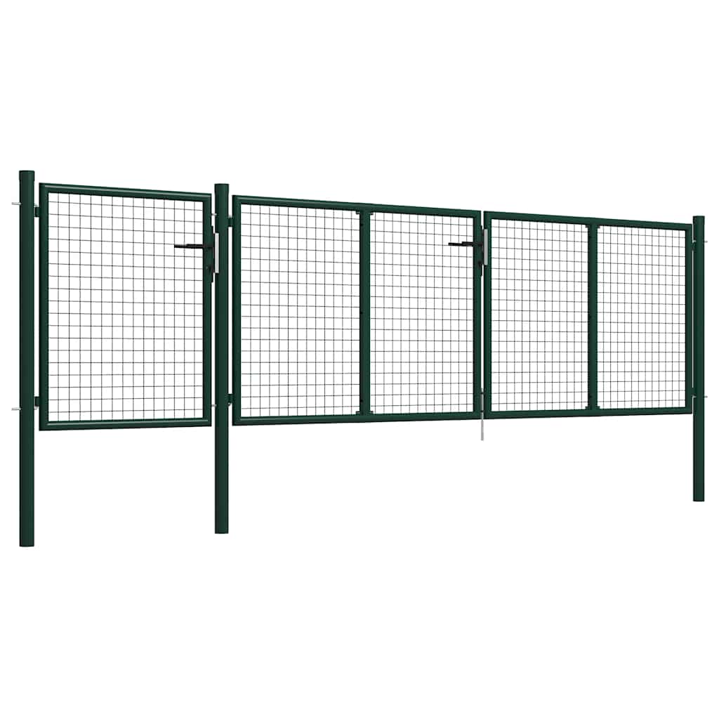Πόρτα Κήπου Πράσινη 400x100 εκ. από Ατσάλι - PAKOBAZAAR