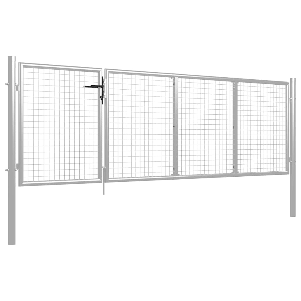 Πόρτα Κήπου Ασημί 350x75 εκ. από Ατσάλι - PAKOBAZAAR