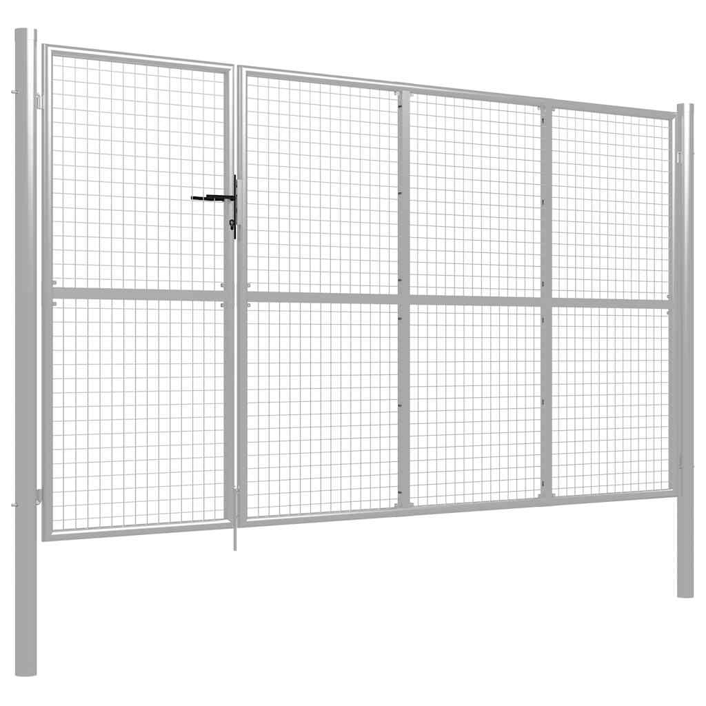 Πόρτα Κήπου Ασημί 350x200 εκ. από Ατσάλι - Pakobazaar