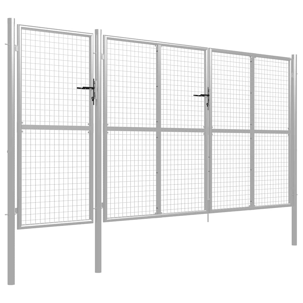 Πόρτα Κήπου Ασημί 400x150 εκ. από Ατσάλι - PAKOBAZAAR