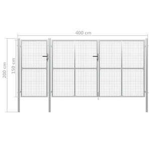 Πόρτα Κήπου Ασημί 400x150 εκ. από Ατσάλι - PAKOBAZAAR