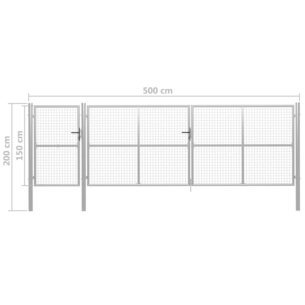 Πόρτα Κήπου Ασημί 500x150 εκ. από Ατσάλι - PAKOBAZAAR