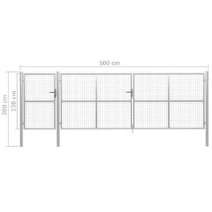 Πόρτα Κήπου Ασημί 500x150 εκ. από Ατσάλι - PAKOBAZAAR