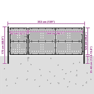 Πόρτα Κήπου Μαύρη Ατσάλινη 350x125 εκ.