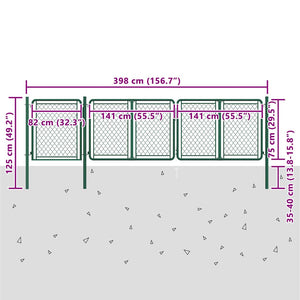 Πόρτα Κήπου Πράσινη 400x75 εκ. από Ατσάλι - Pakobazaar