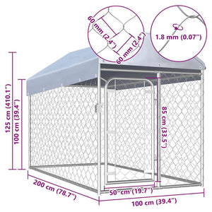 Κλουβί Σκύλου Εξωτερικού Χώρου 200 x 100 x 125 εκ. με Στέγαστρο - PAKOBAZAAR