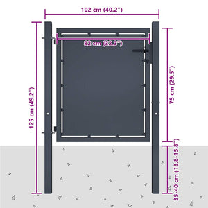 Πόρτα Κήπου Ανθρακί 100x75 εκ. από Ατσάλι - PAKOBAZAAR