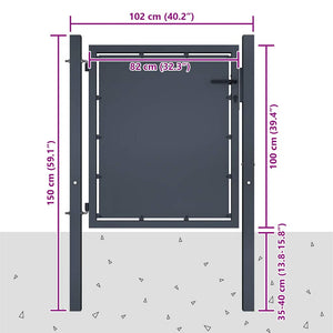 Πόρτα Κήπου Ανθρακί 100x100 εκ. από Ατσάλι - PAKOBAZAAR