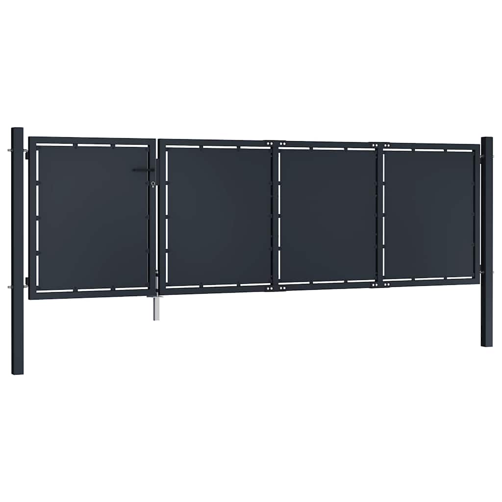 Πόρτα Κήπου Ατσάλινη 350x100 εκ. Ανθρακί - PAKOBAZAAR