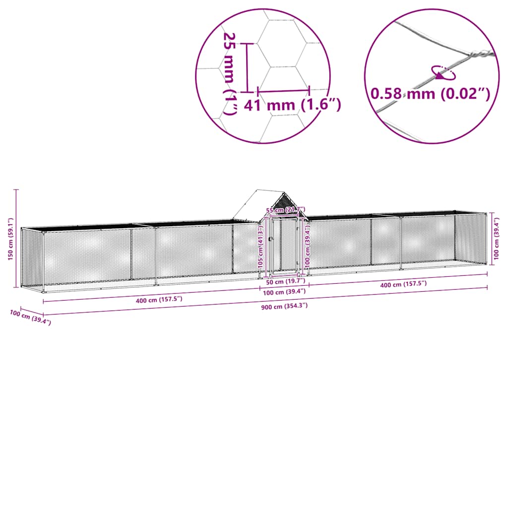 Κοτέτσι 9 x 1 x 1,5 μ. από Γαλβανισμένο Χάλυβα - PAKOBAZAAR