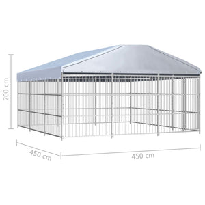 Κλουβί Σκύλου Εξωτερικού Χώρου 450 x 450 x 200 εκ. με Στέγαστρο - Pakobazaar