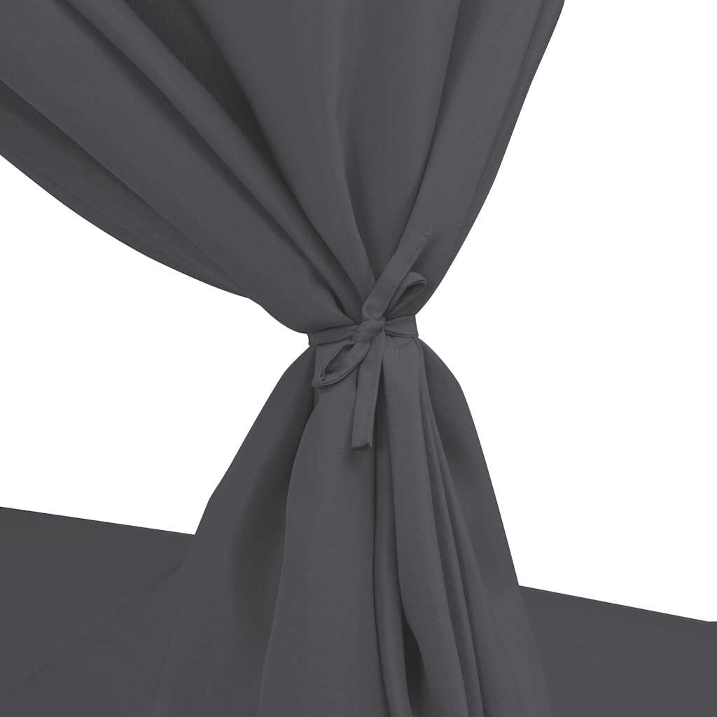 Ξαπλώστρα Διπλή Γκρι από Συνθετικό Ρατάν με Κουρτίνες