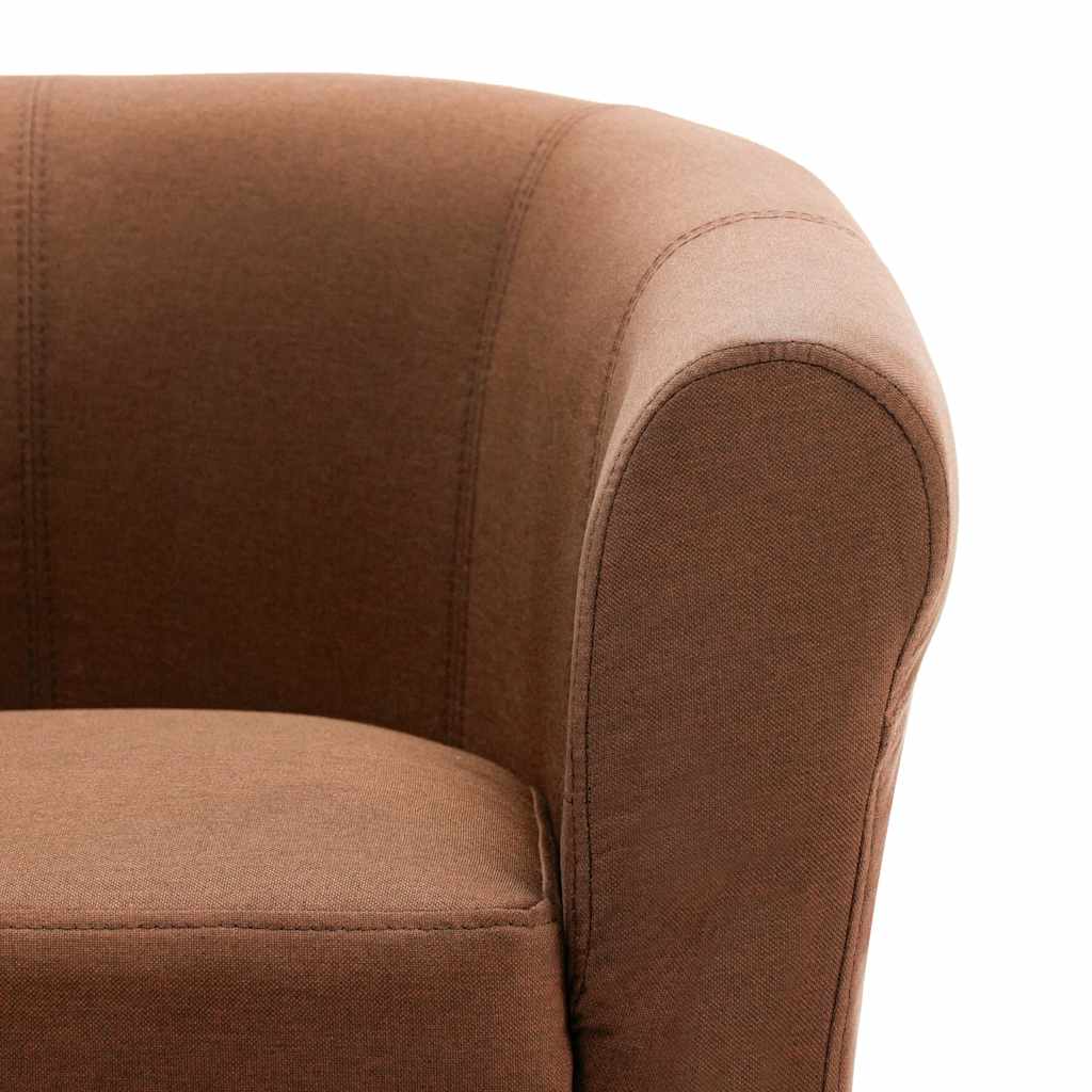 Σετ Πολυθρόνας και Σκαμπό 2 Τεμαχίων Καφέ Υφασμάτινο