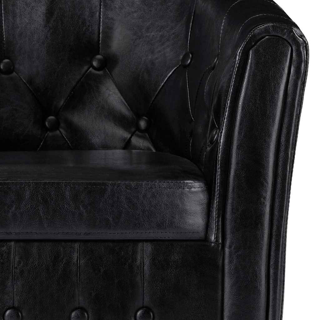 Πολυθρόνα Μπάρελ Μαύρη από Συνθετικό Δέρμα