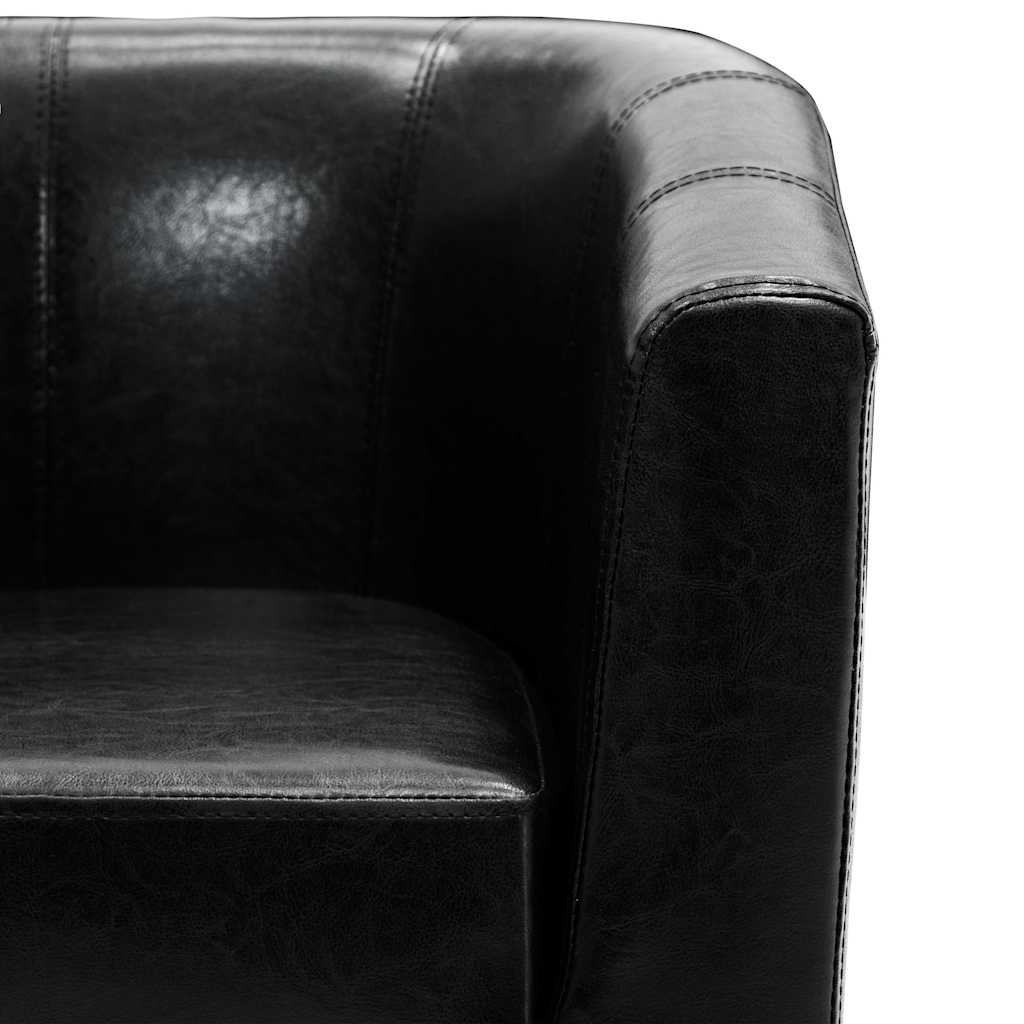 Πολυθρόνα Μπάρελ Μαύρη από Συνθετικό Δέρμα - Pakobazaar