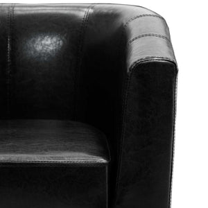 Πολυθρόνα Μπάρελ Μαύρη από Συνθετικό Δέρμα - Pakobazaar