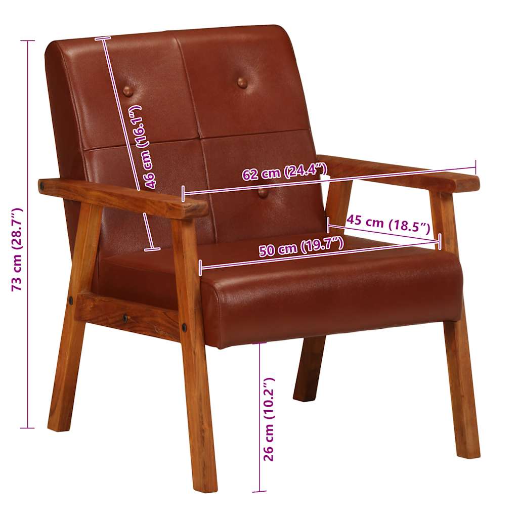 Πολυθρόνα Καφέ από Γνήσιο Δέρμα - PAKOBAZAAR