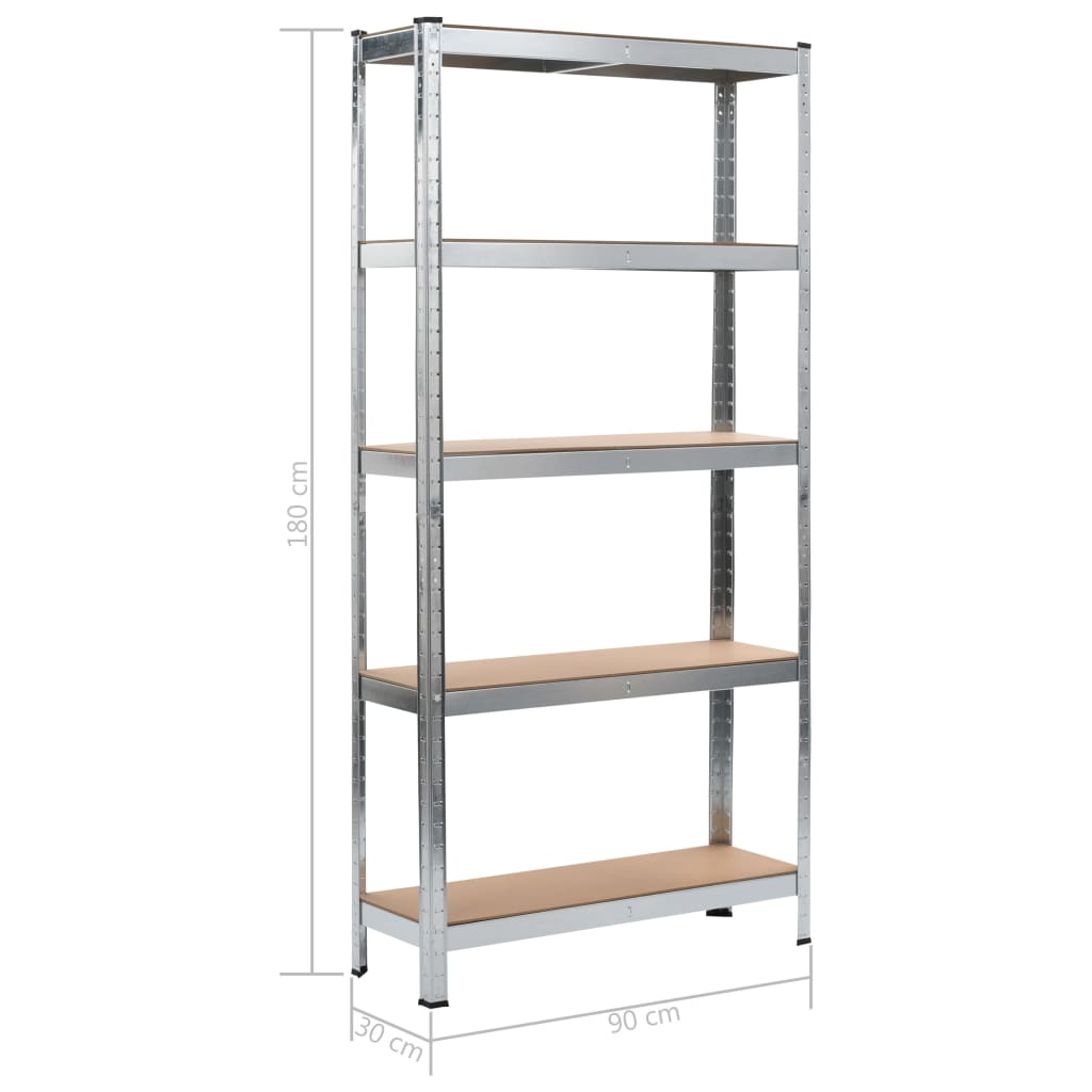 Ραφιέρα Ασημί 90 x 30 x 180 εκ. από Ατσάλι και MDF