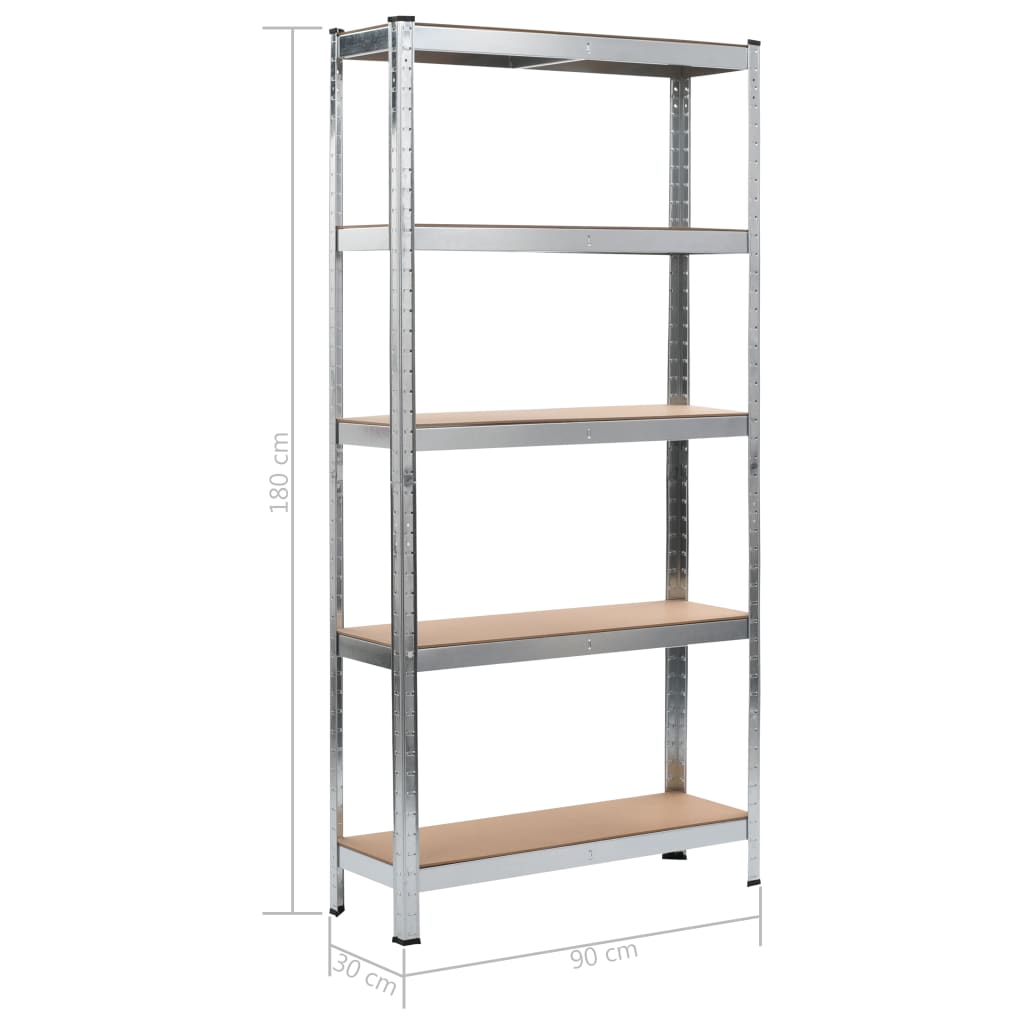 Ραφιέρες 2 τεμ. Ασημί 90 x 30 x 180 εκ. από Ατσάλι και MDF