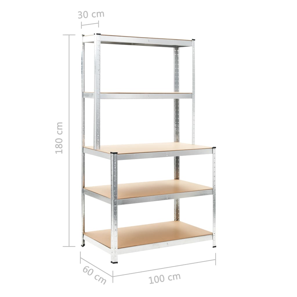 Ραφιέρα Ασημί 100 x 60 x 180 εκ. από Ατσάλι και MDF