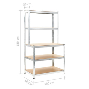 Ραφιέρα Ασημί 100 x 60 x 180 εκ. από Ατσάλι και MDF