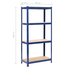 Ραφιέρα 2 Τεμ. Μπλε 80 x 40 x 160 εκ. από Ατσάλι & MDF - PAKOBAZAAR