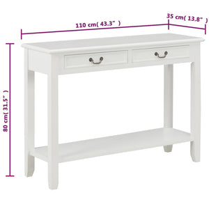 Τραπέζι Κονσόλα Λευκό 110 x 35 x 80 εκ. Ξύλινο - PAKOBAZAAR