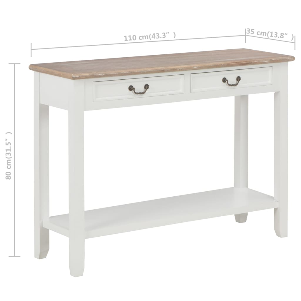 Τραπέζι Κονσόλα Λευκό 110 x 35 x 80 εκ. Ξύλινο - PAKOBAZAAR